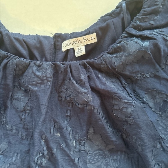 Ophelia Roe Shirt Womens Blue Puffs Texture Balloon Sleeve Burnout - Picture 2 of 6